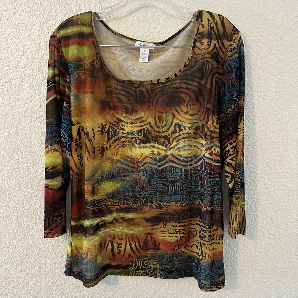 Bechamel Colorful Abstract Sheer Women’s Blouse